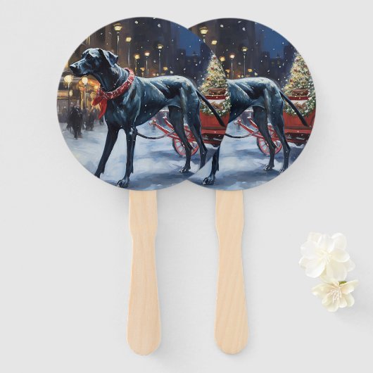 Éventail Grande Danse période de fêtes de Noël (Devant et derrière)