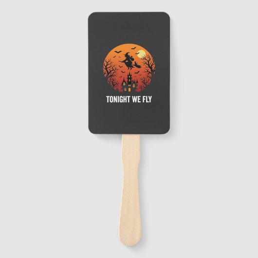 Éventail Graphisme de sorcière d'Halloween volant la nuit_1 (Devant)