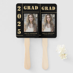 Éventail Gras Black Gold Typographie Photo Graduation Party