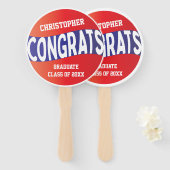 Éventail Gras moderne Rouge Bleu Bleu Grâces (Devant et derrière)