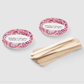 Éventail Gras Rose Blanc Paisley Design Tear Drop Oval (Non-assemblé)