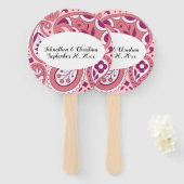 Éventail Gras Rose Blanc Paisley Design Tear Drop Oval (Devant et derrière)