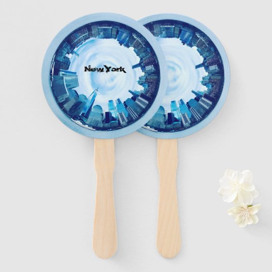 Éventail gratte-ciel new york en rond (Devant et derrière)