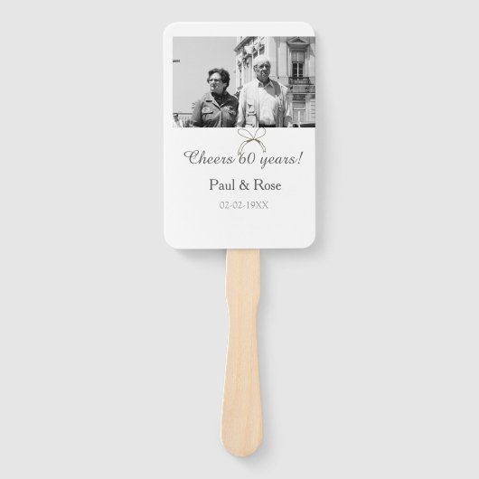 Éventail Gray bow cheers to 60 years anniversary wedding  (Devant)