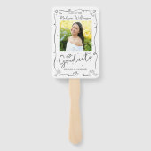 Éventail Gray Hand Drawn Doodles Graduation 2 Photo White (Dos)