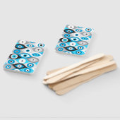 Éventail Grecs mal yeux motif bleus et gris (Non-assemblé)