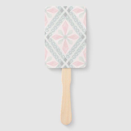 Éventail Green and pink pastel diamond pattern (Devant)