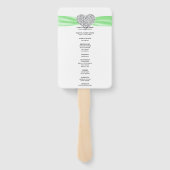 Éventail Green Diamond Heart Wedding Programme (Dos)