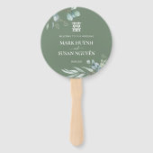 Éventail Green Double Happiness Wedding Program & Timeline (Devant)