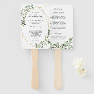 Éventail Green Eucalyptus Gold Programme de mariage géométr