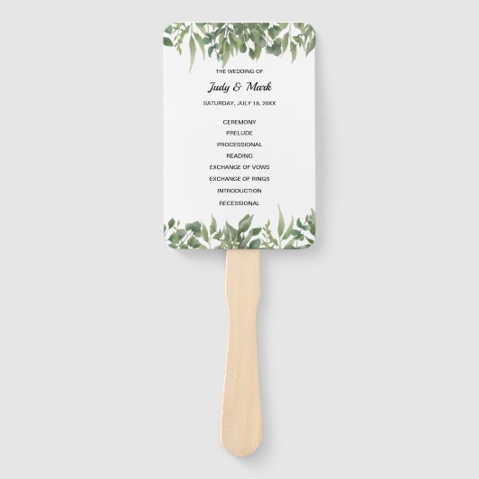 Éventail Green Feuille Green Foliage Programme de mariage (Devant)