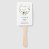 Éventail Green Foliage Botanical Wreath Wedding Programme (Devant)