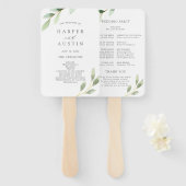 Éventail Green Foliage Programme de mariage botanique (Devant et derrière)