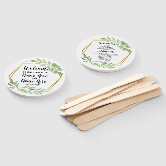 Éventail Green Foliage Programme de mariage Feuille Feuille (Non-assemblé)