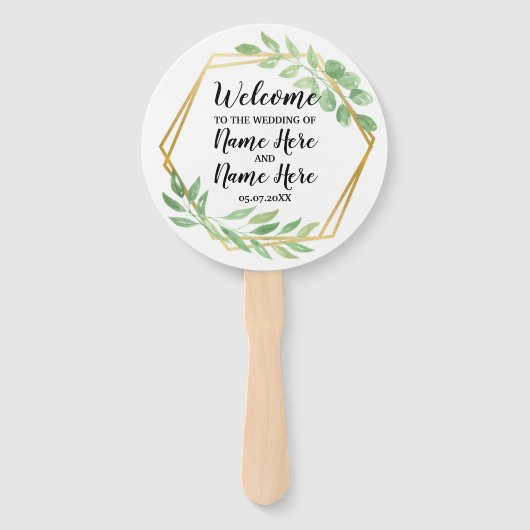 Éventail Green Foliage Programme de mariage Feuille Feuille (Devant)