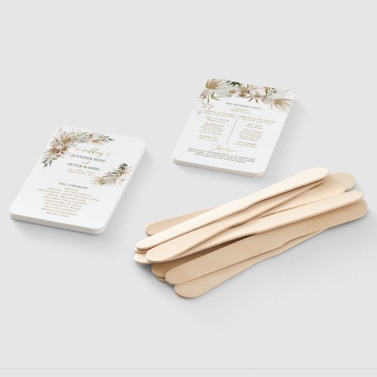 Éventail Green & Gold Boho Programme de mariage botanique (Non-assemblé)