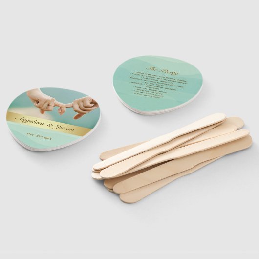 Éventail Green Photo Wedding Party Program (Non-assemblé)