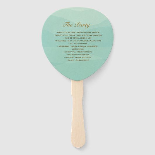 Éventail Green Photo Wedding Party Program (Dos)