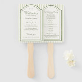 Éventail Green Wedding Striped Program (Devant et derrière)