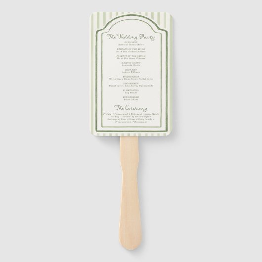 Éventail Green Wedding Striped Program (Dos)