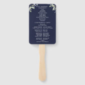 Éventail Greenery Floral Navy Blue Wedding Program (Dos)