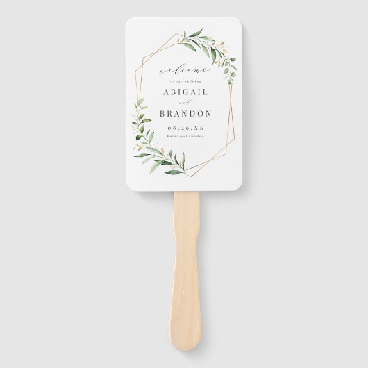 Éventail Greenery Gold Geometric (Devant)