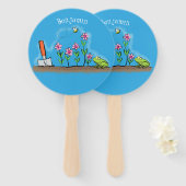 Éventail Grenouille mignonne et abeille dans le jardin dess (Devant et derrière)