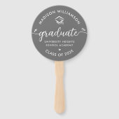 Éventail Gris 1 Photo Graduation Moderne Script Hearts Casq (Devant)