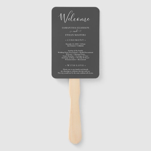 Éventail Gris & Blanc Photo Classique Custom Wedding Progra (Dos)