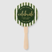 Éventail Gris vert photo or parties scintillant script gard (Devant)