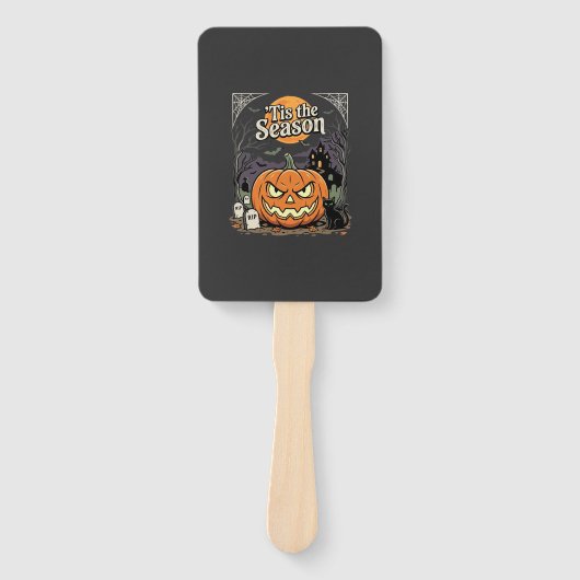 Éventail Halloween C'est la Saison Design de Chat Citrouill (Devant)