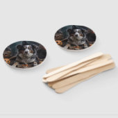 Éventail Halloween Citrouille berger australienne effraie (Non-assemblé)