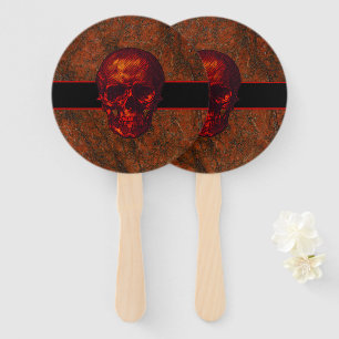 Éventail Halloween crâne rouge et noir