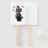 Éventail Halloween de chat noir (Devant et derrière)