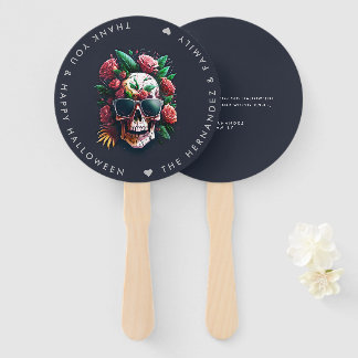 Éventail Halloween FLORAL SKULL Nom de famille Personnalisé
