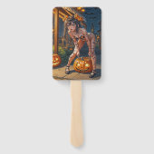 Éventail Halloween Monster Jack-o-Lantern & Bat Vixen Girl (Dos)