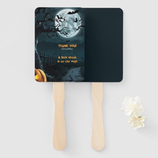 Éventail Halloween Un Baby shower Citrouille Un Peu Parlé (Devant et derrière)