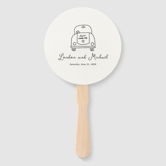 Éventail Hand Drawn Car Doodle Modern Wedding (Devant)