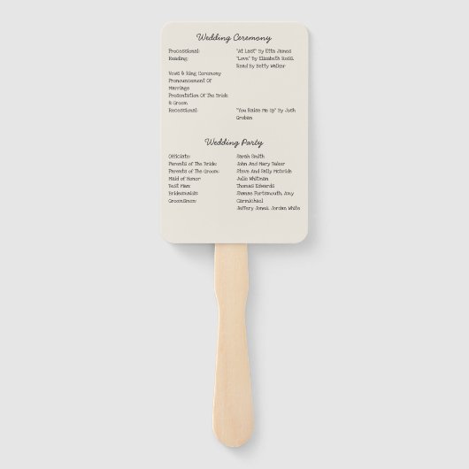 Éventail Hand Drawn Doodles Wedding Program (Dos)