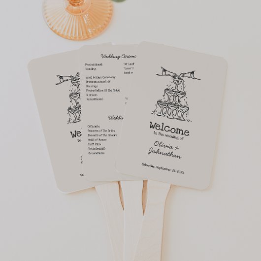 Éventail Hand Drawn Doodles Wedding Program