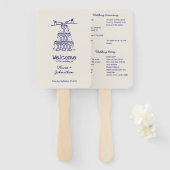 Éventail Hand Drawn Doodles Wedding Program Hand Fan (Devant et derrière)