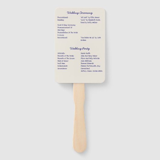 Éventail Hand Drawn Doodles Wedding Program Hand Fan (Dos)