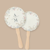 Éventail Hand Fan Custom Floral with Initials - Romantic