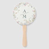 Éventail Hand Fan Custom Floral with Initials - Romantic (Devant)