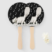 Éventail Happy Fluffy White Cat sur Piano Keys Notes musica (Devant et derrière)