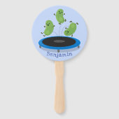 Éventail Haricots verts mignons sur dessin animé trampoline (Dos)