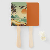 Éventail Hawaï vintage/tropical (Devant et derrière)