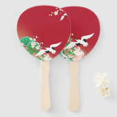 Éventail Hérons et Dahlias Design japonais / (Devant et derrière)