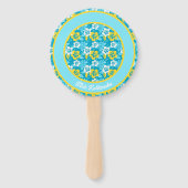 Éventail Hibiscus hawaïen bleu motif floral (Dos)