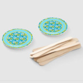 Éventail Hibiscus hawaïen bleu motif floral (Non-assemblé)